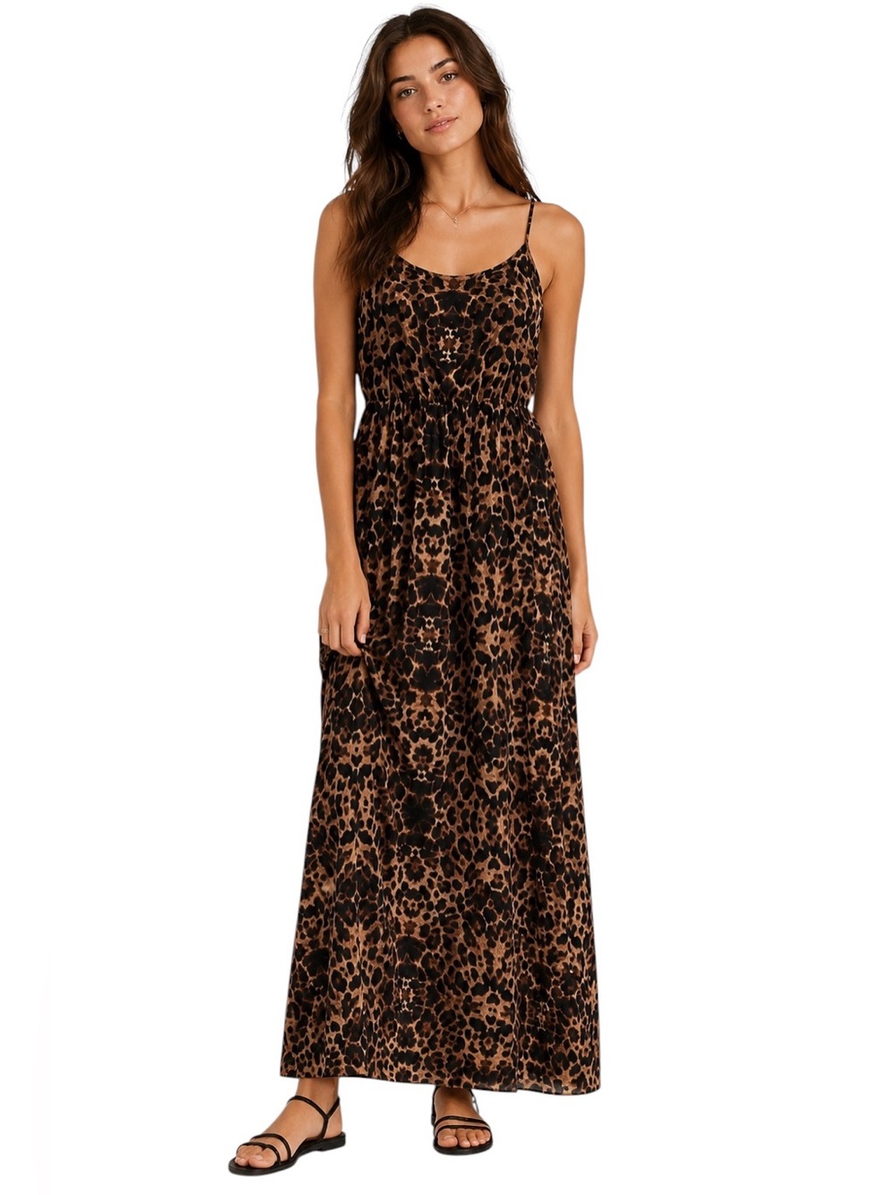 No Boundaries Leopard Print Sleeveless Maxi Dress Juniors Large